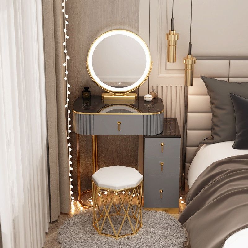 Glam Wood Make-up Vanity Bedroom Makeup Vanity Desk with Drawer