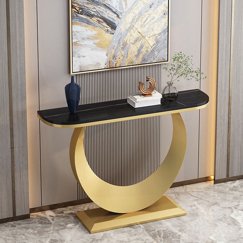 11.81" W Contemporary Console Accent Table Antique Finish Half Moon Console Sofa Table