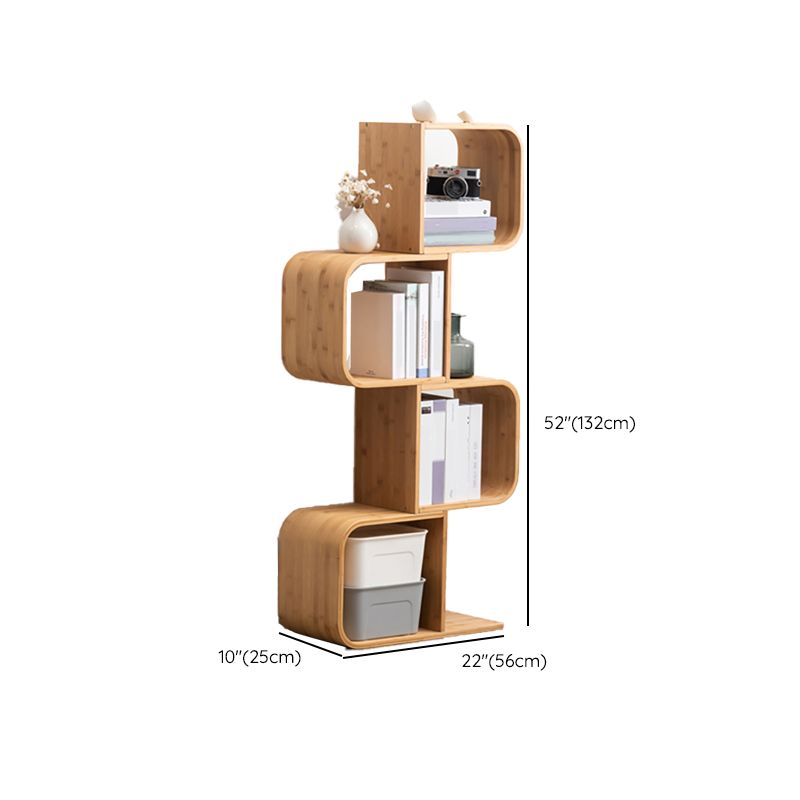 Vertical Contemporary Bamboo Bookcase Open Back Bookshelf for Home