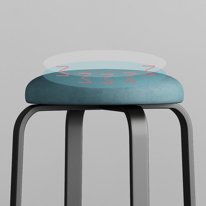 Footstool Ottoman Tear Resistant Solid Glam Cotton Blend Round Ottoman