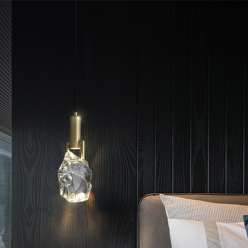 Cristaux clairs bloque les éclairages suspendus 11 "H lampe suspendue en or pour la table à manger