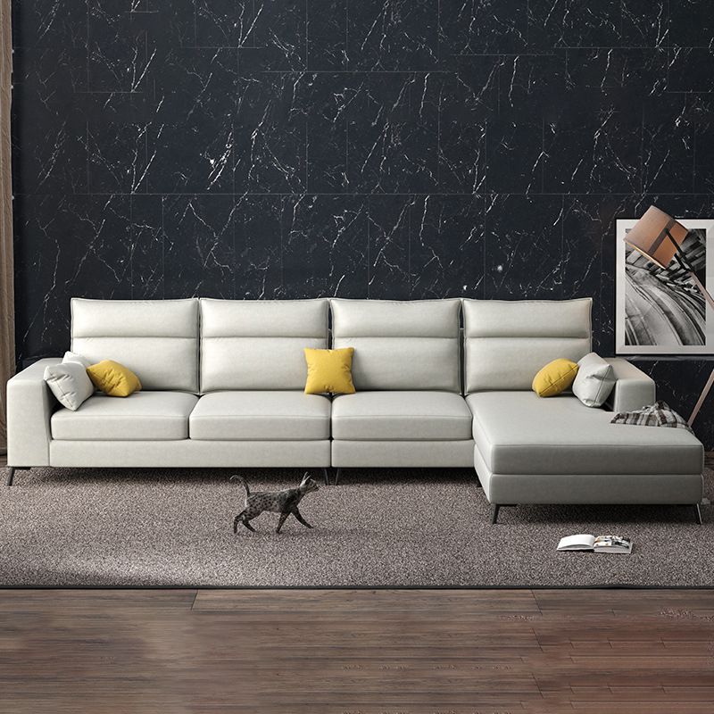 Scandinavian Faux Leather Sectional for Four People 60.63" Wide