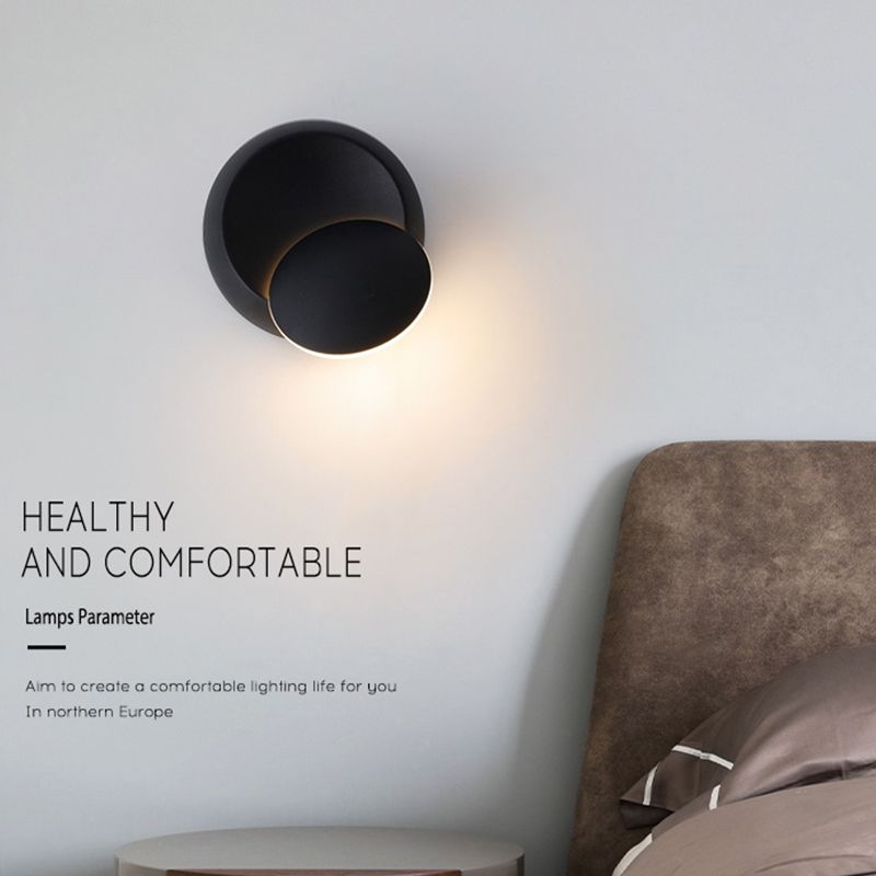 Modern Metal Rotatable Wall Light Round 6.5" High LED Wall Sconce for Living Room