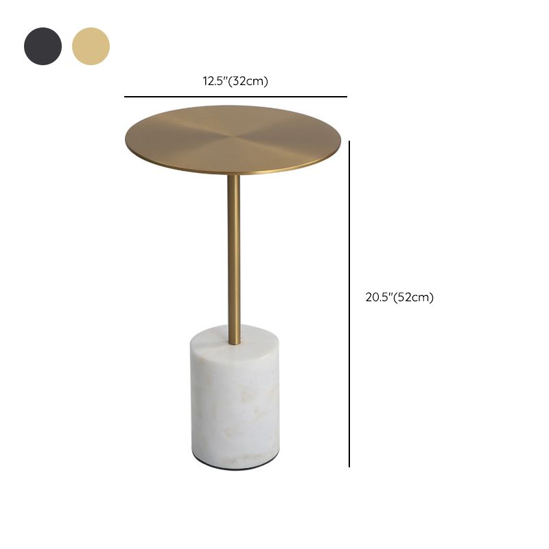 Modern Round Pedestal Side Table Metal and Marble Side End Table