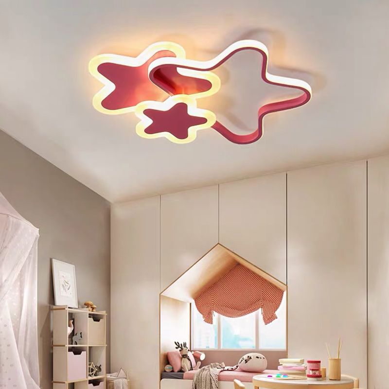 Star Flush Mount Verlichting 1 Licht Acryl Cartoon Flush plafond lichte armaturen voor meisjes slaapkamer