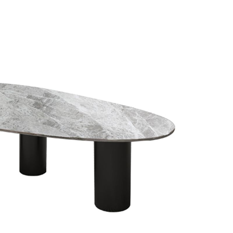 3 Legs Oval Coffee Table Minimalist Slate Coffee Table for Living Room