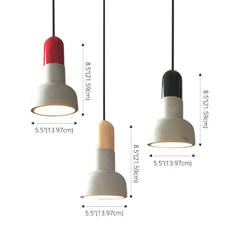 5 Zoll breites Mini-Zement hängend hängender fackelförmiger nordischer Beton 1-Licht-Anhänger für Schlafzimmerkorridor