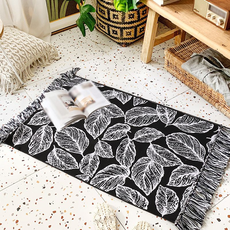 Bohemian Black Ameicana Match tapis funky Cotton Mélangez Aire tapis de frange pour chambre à coucher