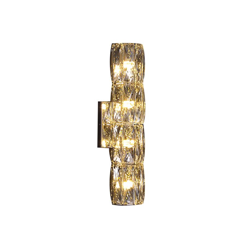 Modern Style Wall Light Cylinder Crystal Sconces in Transparent for Bedroom