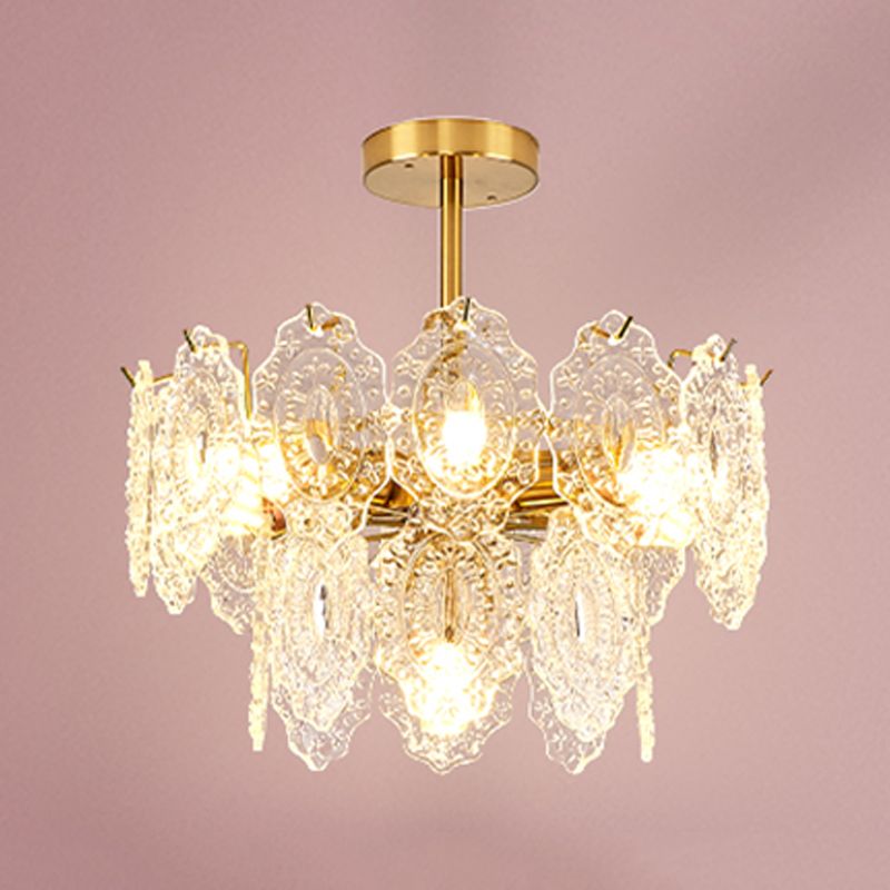 American Style Chandelier Glass Multi Head Hanging Light for Dining Room