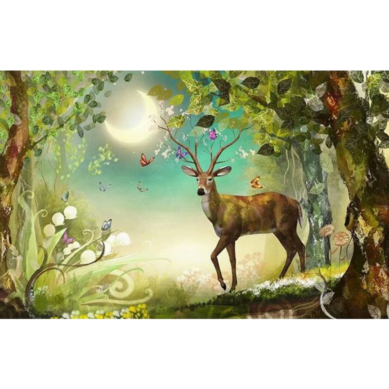 Bright Moon Scene Mural Wallpaper Contemporary Style Non-Woven Material Wall Covering