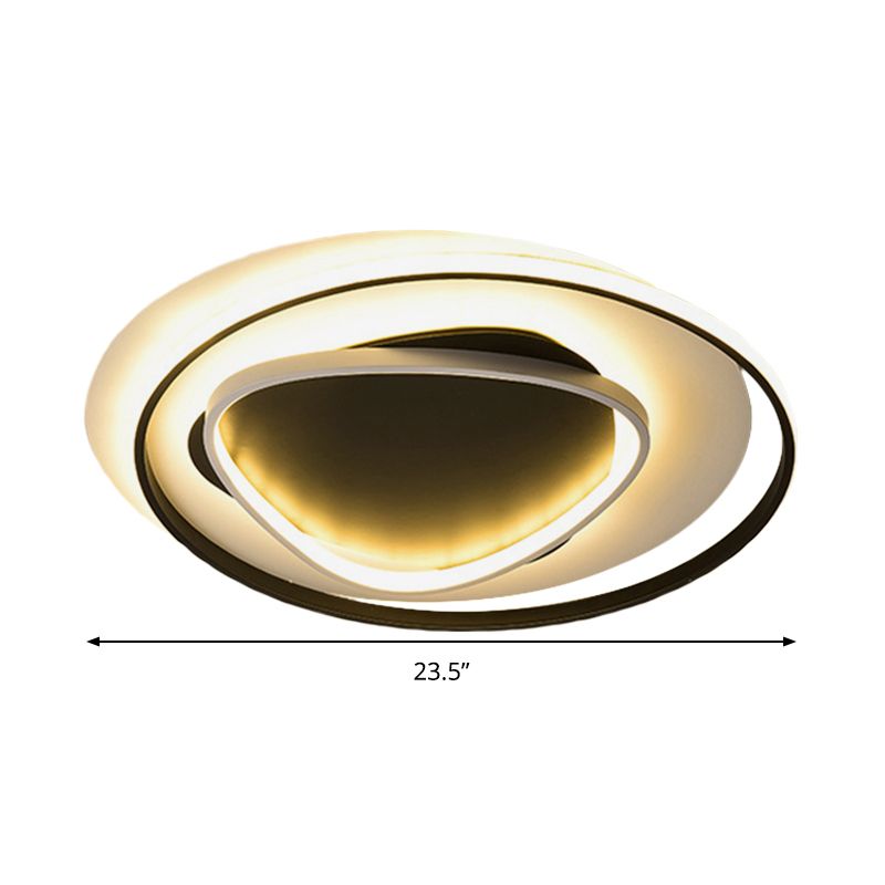 Luz de techo LED acrílica moderna de montaje empotrado geométrico negro de 18 "/23,5" de ancho en luz cálida/blanca/control remoto de atenuación continua