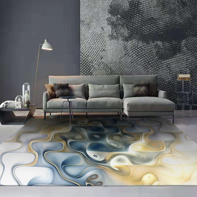 Dark Gray Modern Rug Polyester Abstract Color Piece Rug Washable Rug for Living Room