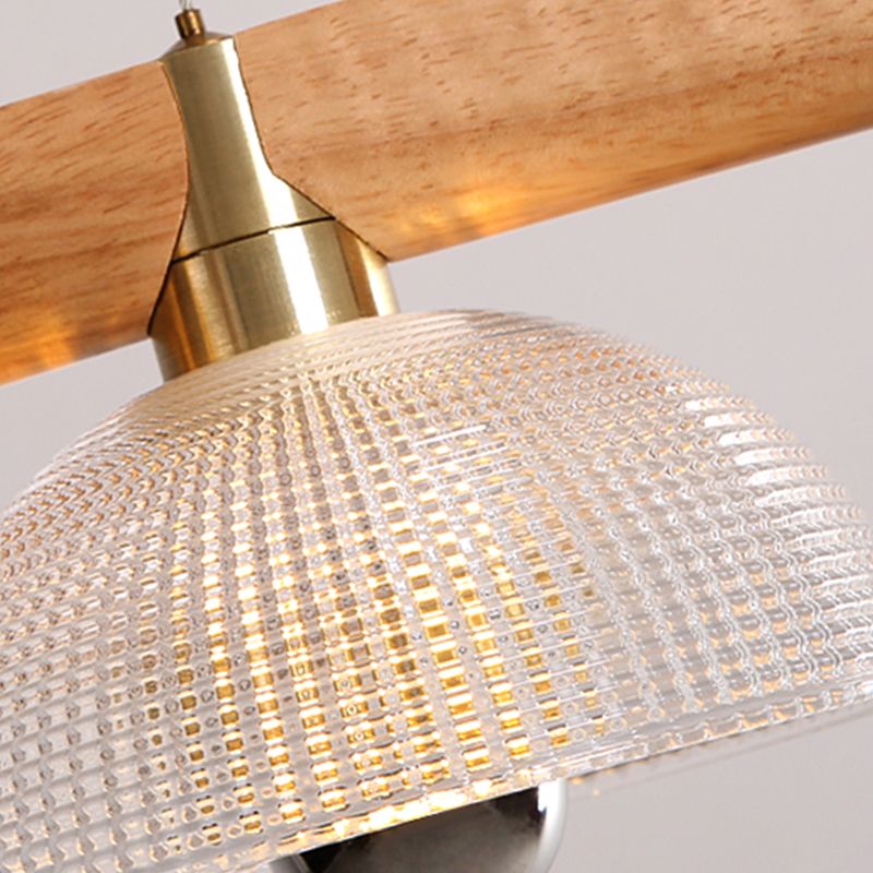 Modern Style Dome Island Lights Wooden 3-Light Pendant Lights