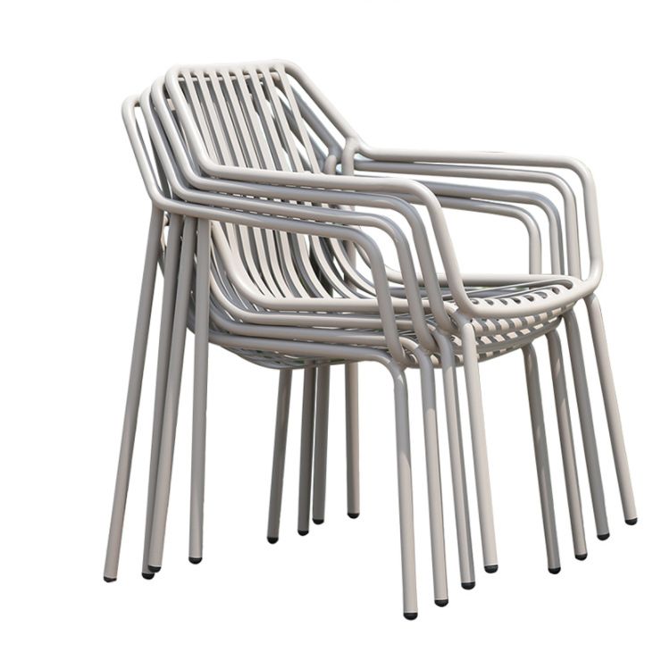 Metal Dining Side Chair Modern Patio Dining Armchair Set of 1/2/4/6/8