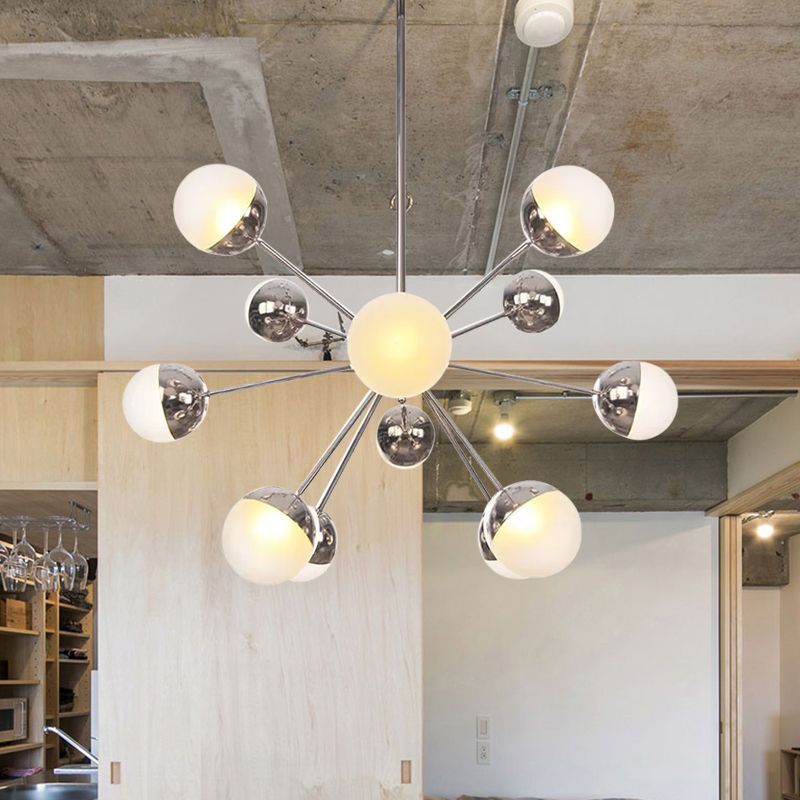 Semi-encastré Globe pour salle à manger, verre blanc/transparent/gris fumée, 9/12/15 lumières, luminaire semi-encastré contemporain en cuivre/chrome/or