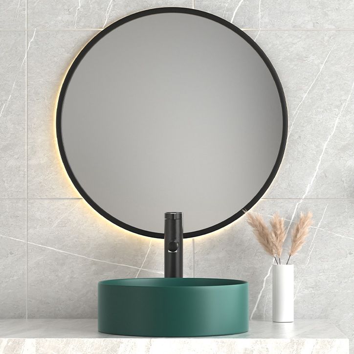 Modern Bathroom Sink Porcelain Pop-Up Drain Round Vessel Lavatory Sink