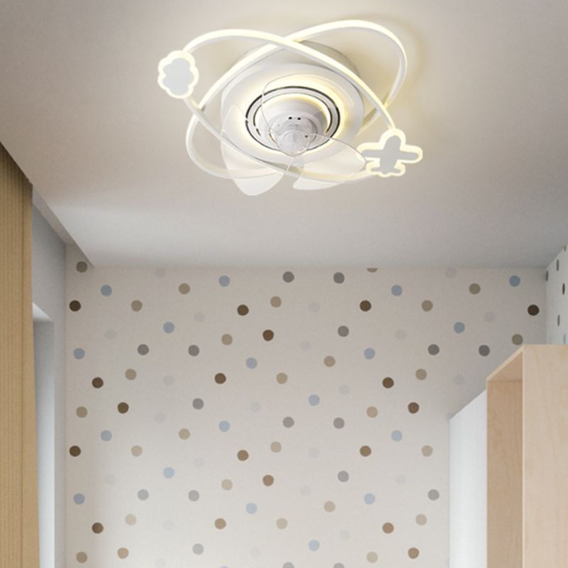 3-Blade Children Ceiling Fan Polish Finish LED Fan with Light for Foyer
