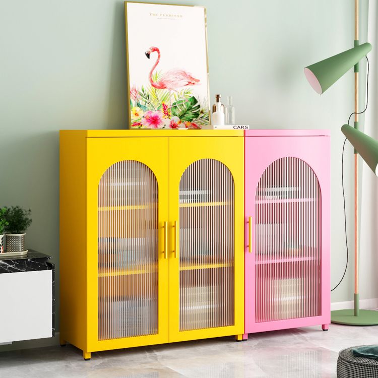 Modern Steel Bookcase, Glass Door Closed Back Bookshelf for Any Room