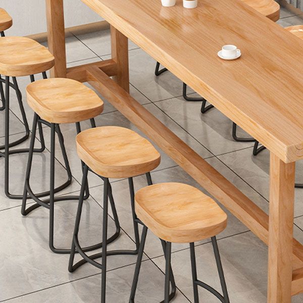 Modern Bar Table Set 1/6/11 Pieces Solid Wood Counter Table with Backless Stools