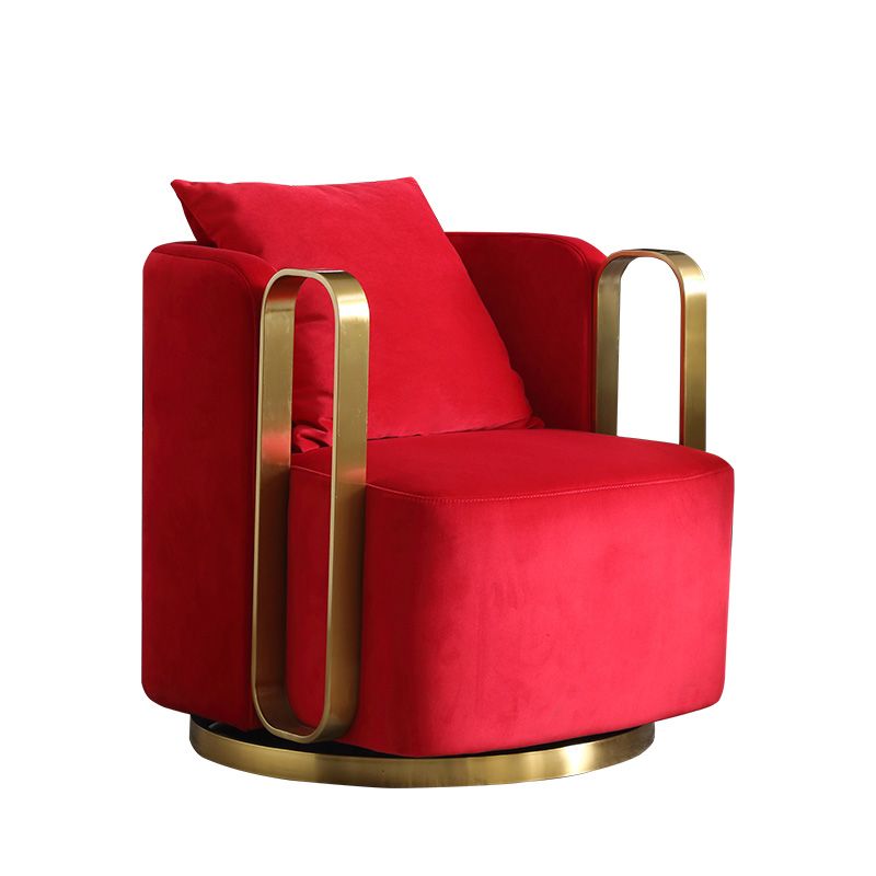 Glam Style Velvet ArmChair Solid Color Swivel Pillow Back Chair