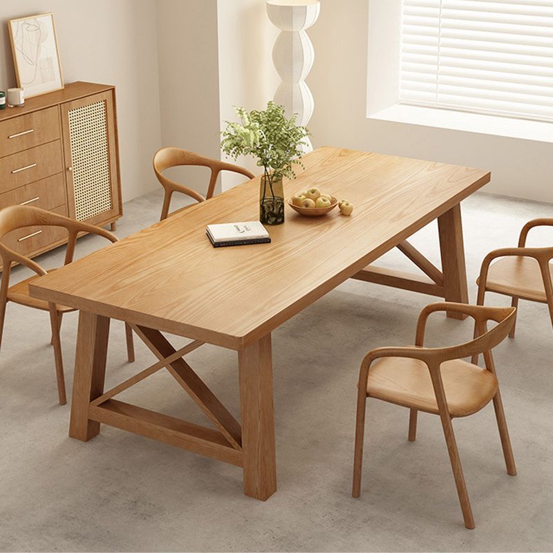 Glam Style Wood Dining Table Rectangle Table with Wood Legs for Kitchen