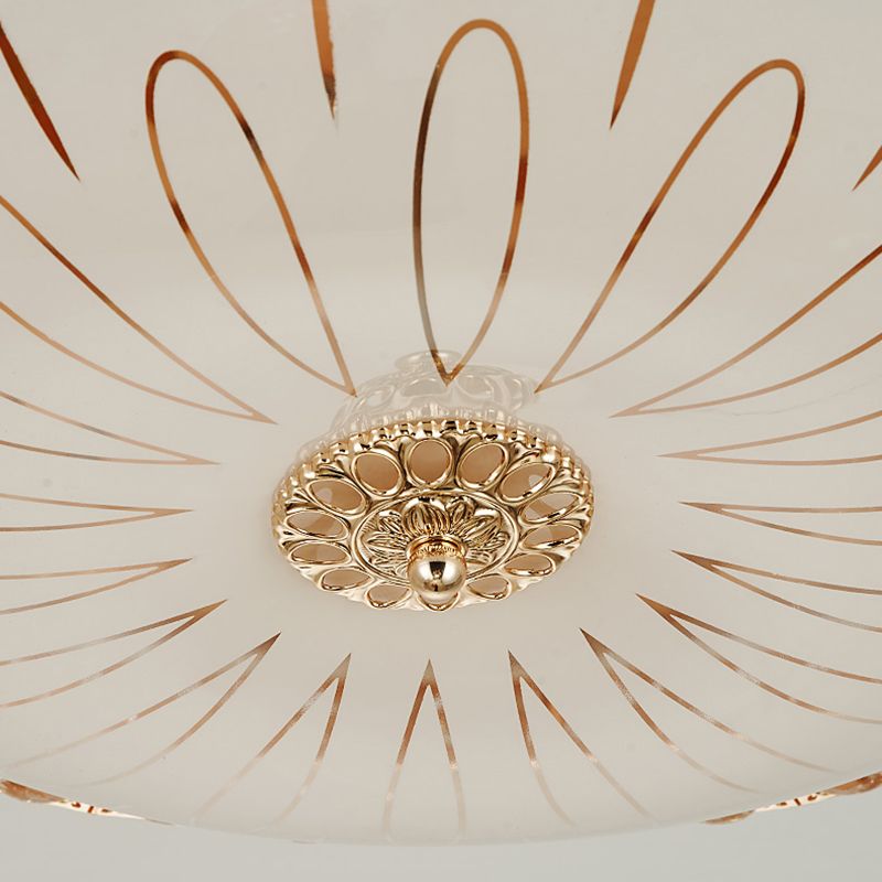 Crystal Gold LED Ceiling Light in Modern Luxury Style Wrought Iron Flush Mount with Glass Shade