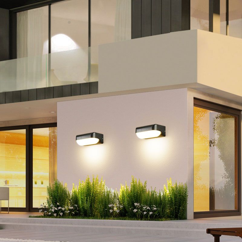 Capsule Wall Sconce Light Minimalist Metallic Black LED Wall Mount Lighting for Balcony