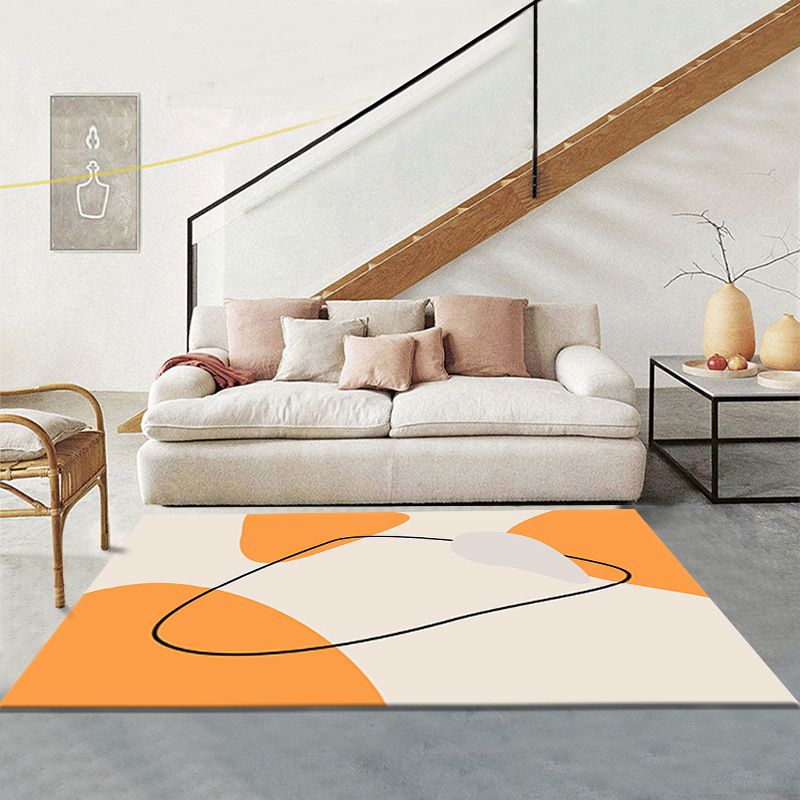 Beige Abstract Color Lump Rug Polyetser Modern Rug Stain Resistant Rug for Living Room