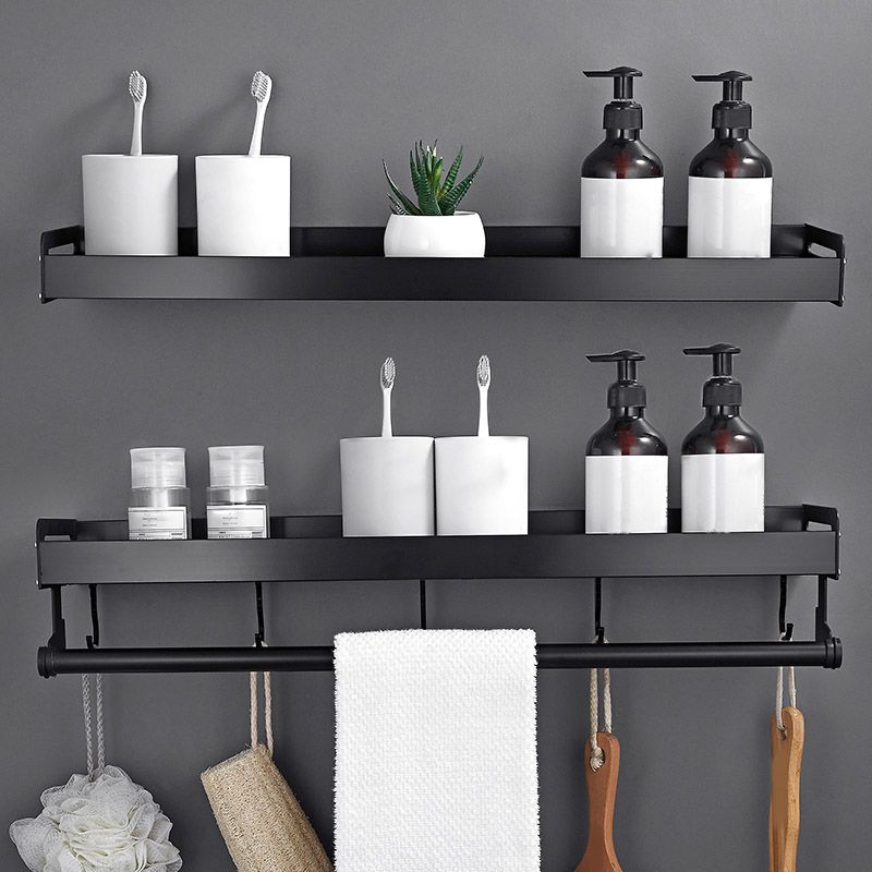 Matte Black Modern Bathroom Accessory Set, Set of 2, Bath Shelf