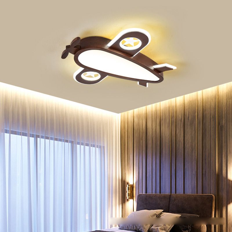 Plafonnier LED Cartoon en bois encastré plat pour chambre d'enfants