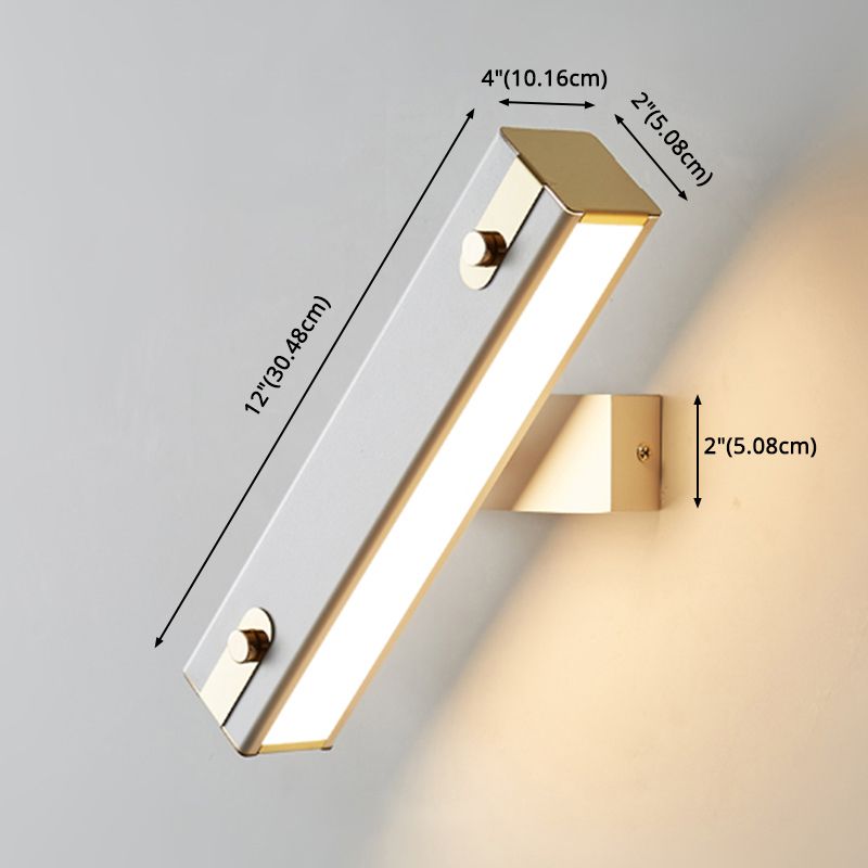 Lámpara de pared LED rectangular de aluminio en estilo creativo moderno de hierro forjado aplastador de pared giratoria con sombra acrílica