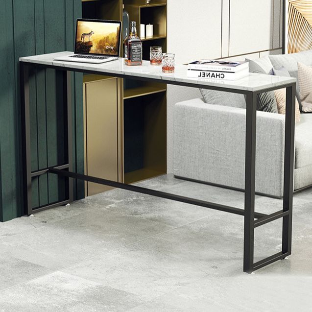 Marble Counter Height Table with Rectangle Table Top Trestle Table - 41.3" H