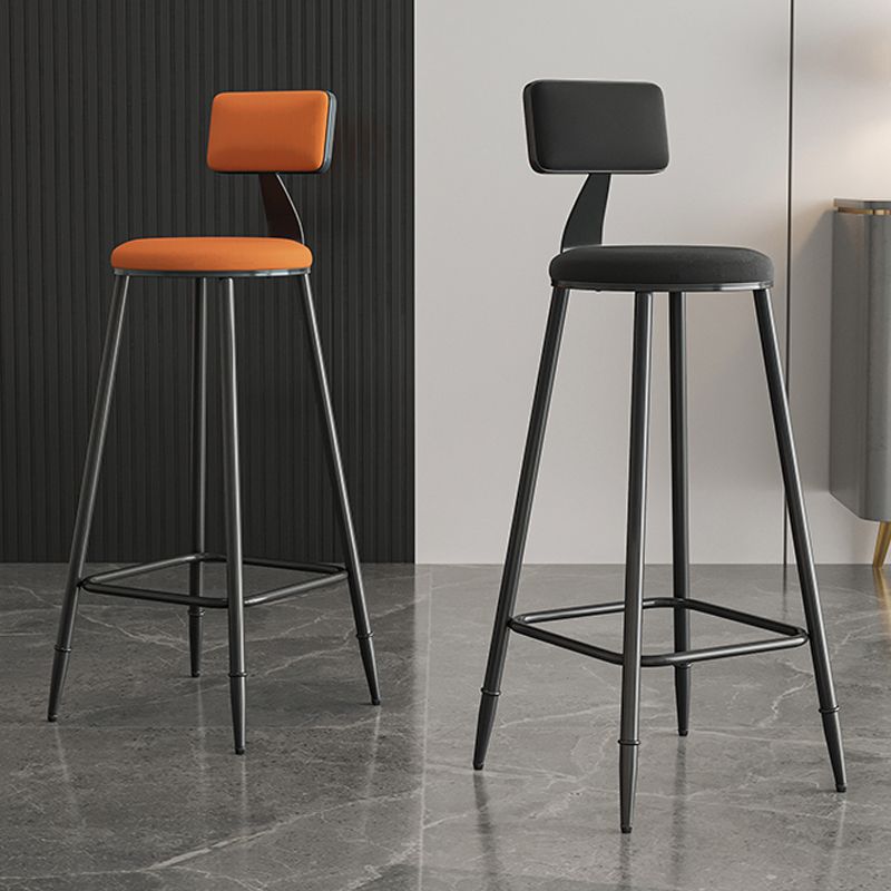 Modern Backrest Counter Stool Iron Milk Tea Shop Bar Stool with Cushion and Pedal