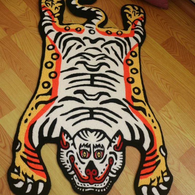 Onregelmatige vorm Tijgerhuidtapijt Meerkleurig Creatief Binnentapijt Acryl Antislip Huisdiervriendelijk Tapijt voor Decor