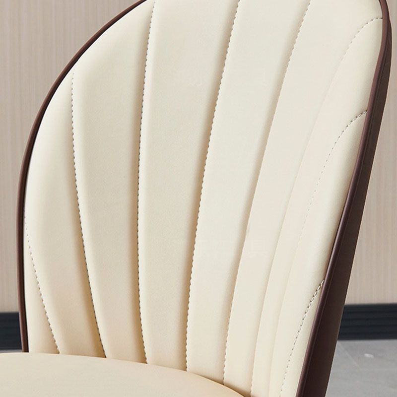 Contemporary Faux Leather Dining Chair Parsons Side Chair in White