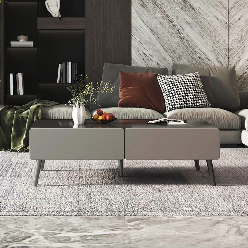 Stone Rectangle Contemporary Coffee Table 4 Legs Coffee Table
