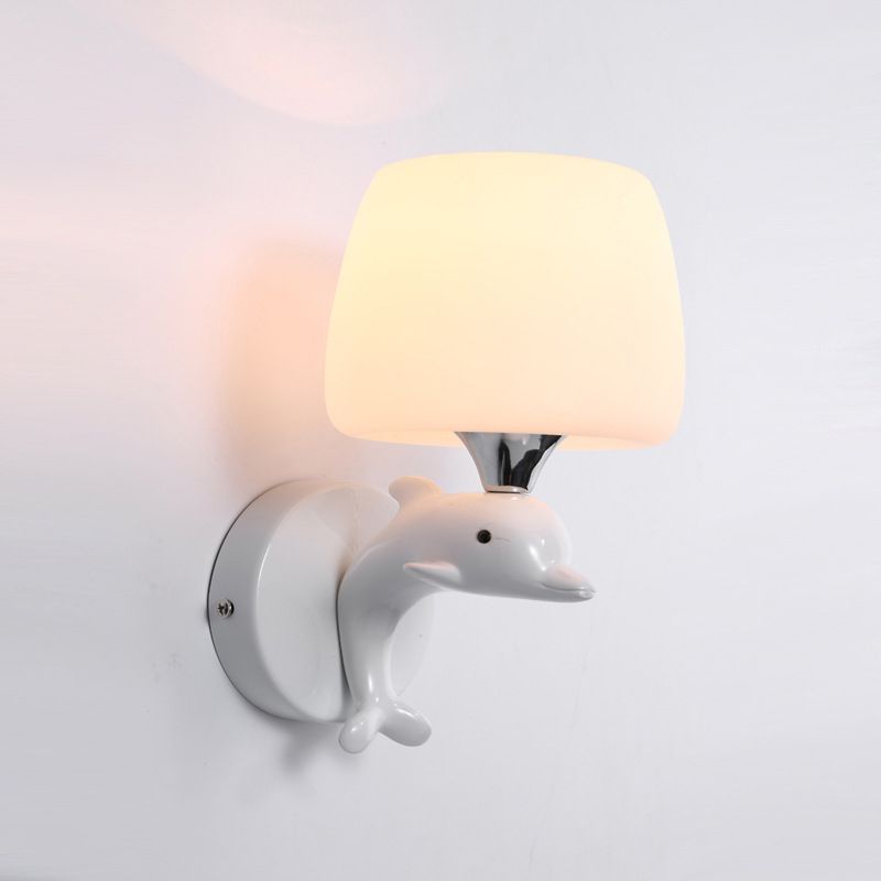 Cartoon Style Iron Wall Light Dolphin Shape Wall Lamp for Children's Room