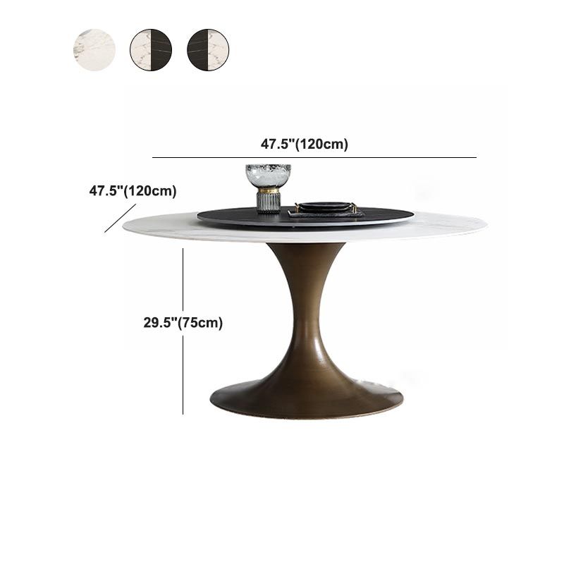 Table à manger ronde contemporaine en pierre, finition mate, Table tulipe pour la maison