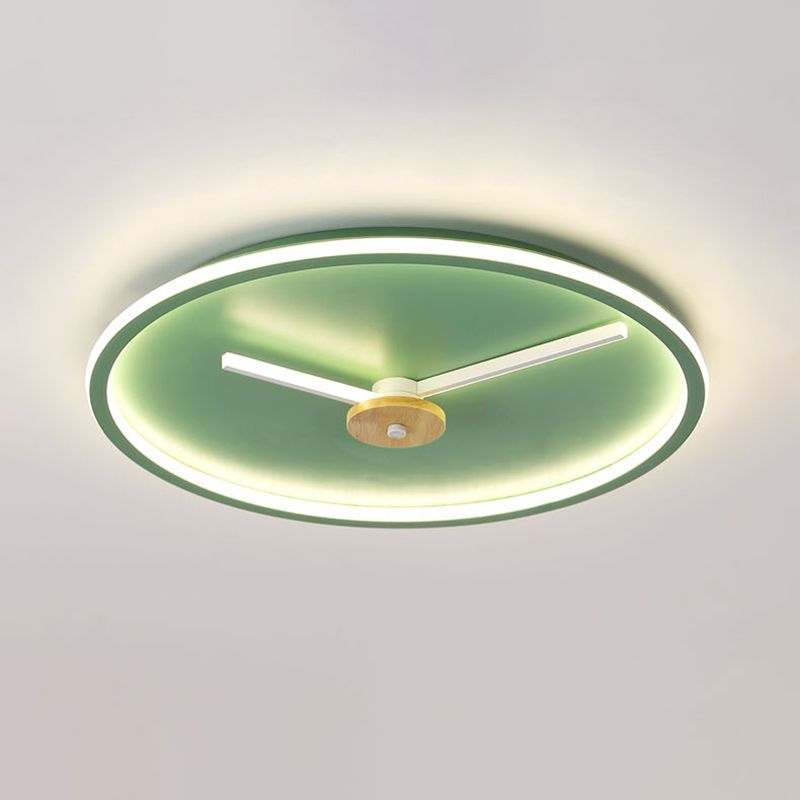 Clock Shaped Flush Mount Lamp Simple Acrylic LED Bedroom Close to Ceiling Light