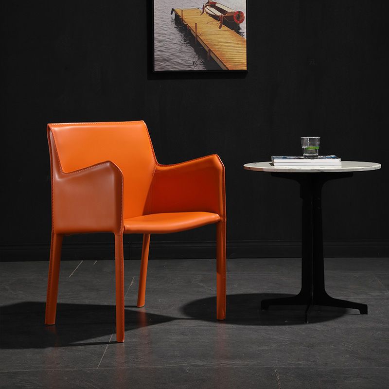 Low Back Side Chair with Leather Legs Metal Contemporary Dining Chair for Home