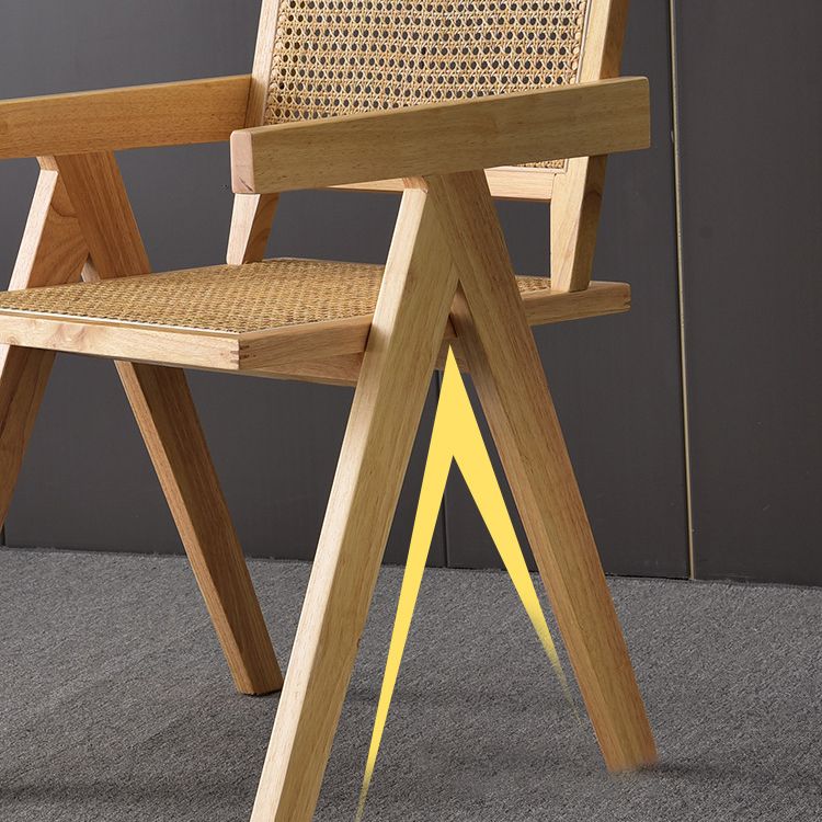 Contemporary Style Rubberwood Chair Open Back Arm Kitchen Dining Chairs