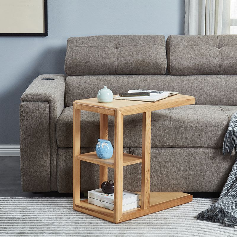 Modern Solid Wood End Table Rectangular Corner Table for Living Room