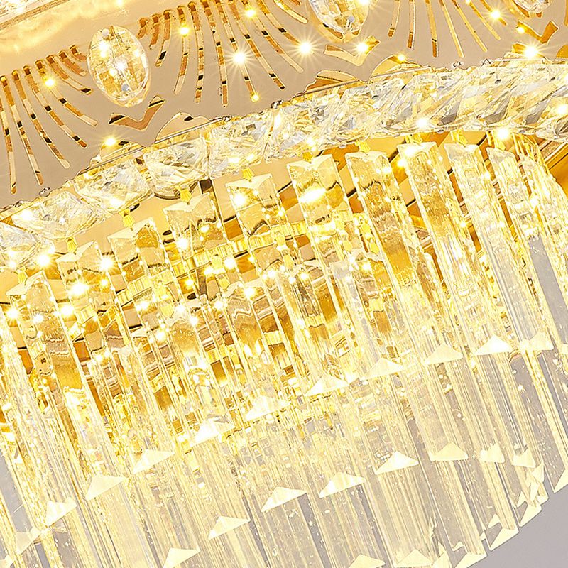 Multi-Layer Flush Ceiling Light Modern Crystal Bedroom LED Flush Mount Lighting in Gold