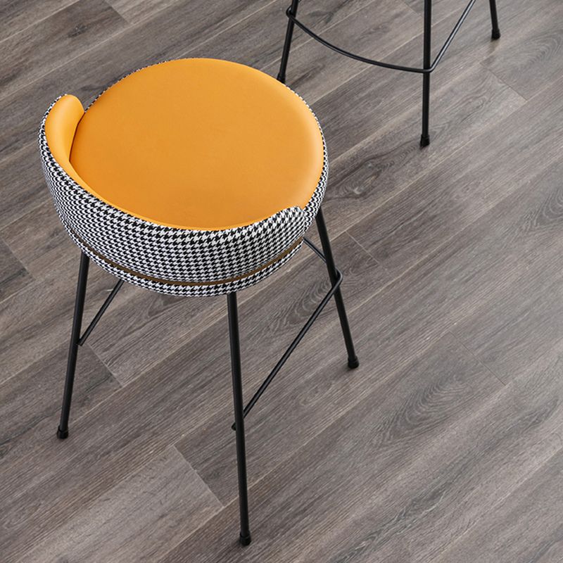 Taburete de bar moderno, taburete de bar de cuero sin brazos con reposapiés, base de metal