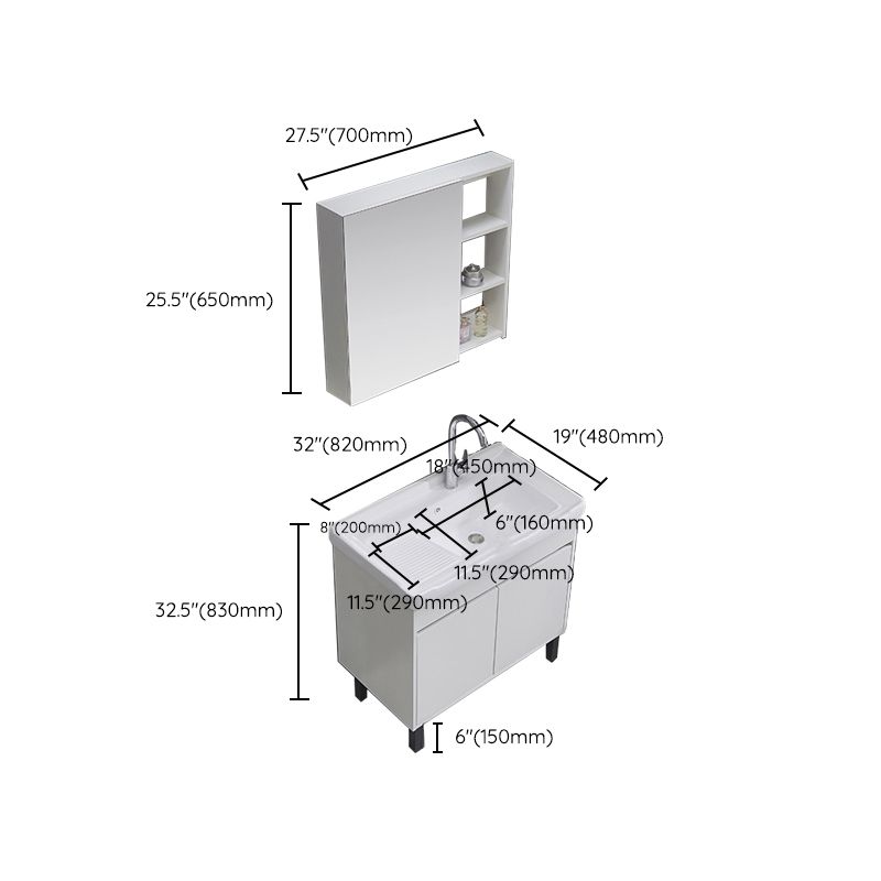 Single Sink Vanity Set Freestanding Rectangle 2 Doors Wood Bath Vanity