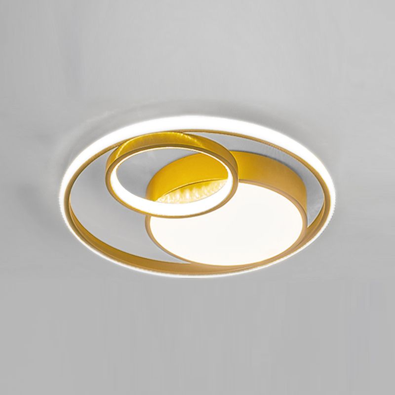 Luminaires encastrés en métal, plafonniers ronds nordiques avec abat-jour en acrylique pour chambre à coucher