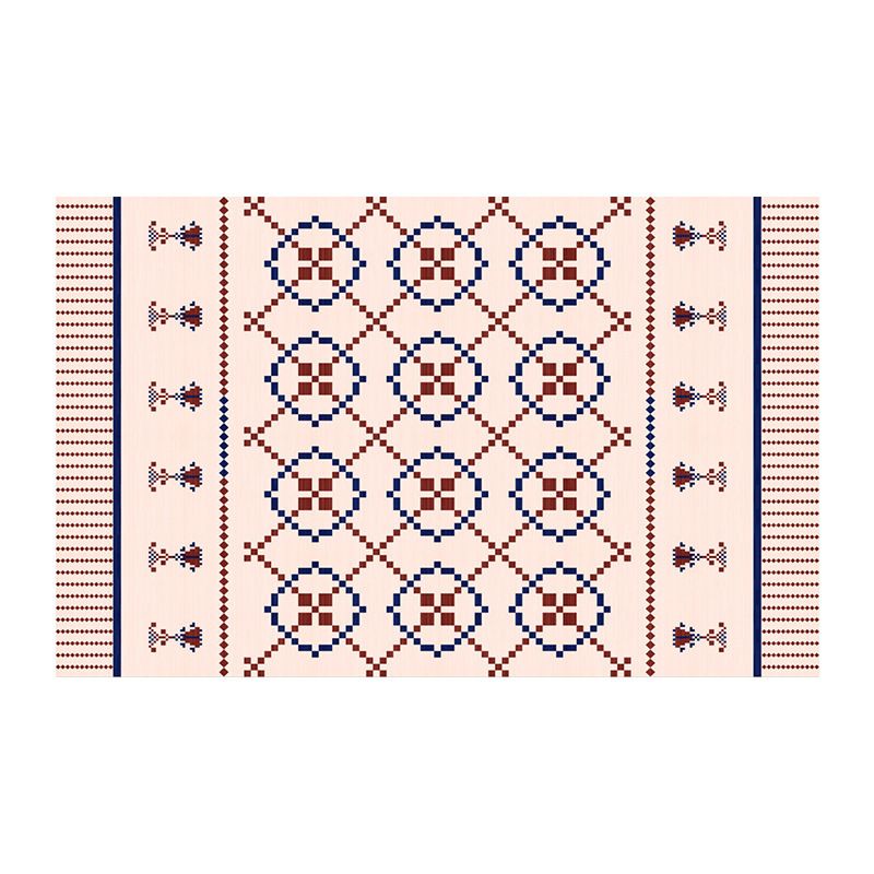 Green Morocco Rug Polyester Pattern Rug Washable Rug for Drawing Room