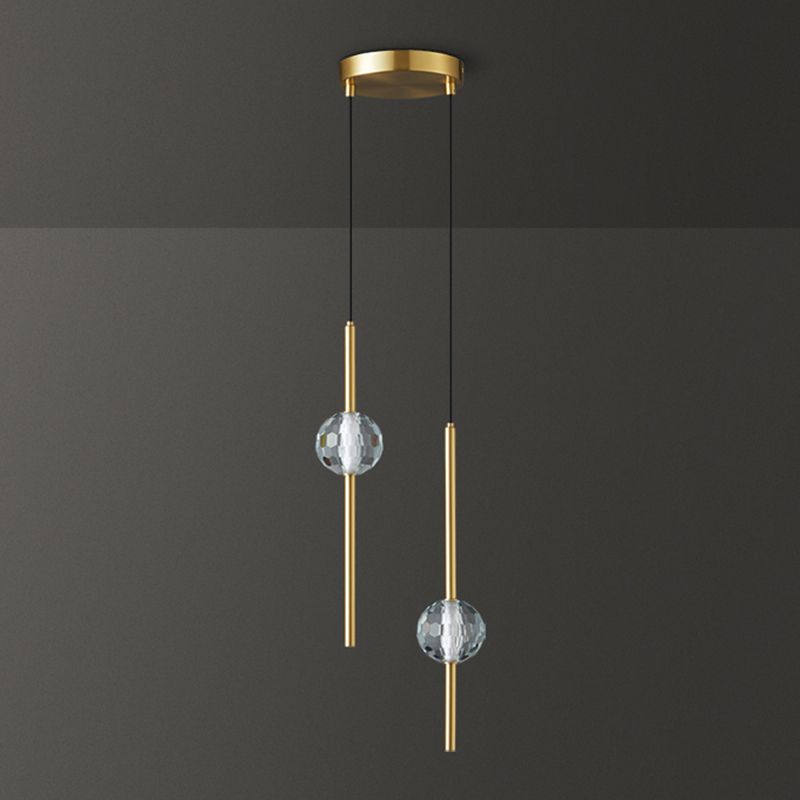Contemporary Hanging Ceiling Light Linear Crystal Linear Pendant Light for Bedroom