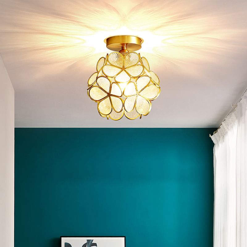 Plafonnier à 1 tête de style colonial, semi-plafonnier pour salon